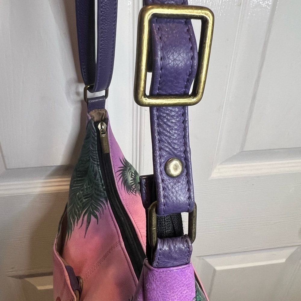 ANUSCHKA 🌷ANNA BY ANUSCHKA LEATHER HAND-PAINTED TRIPLE COMPARTMENT SATCHEL - Picture 12 of 16
